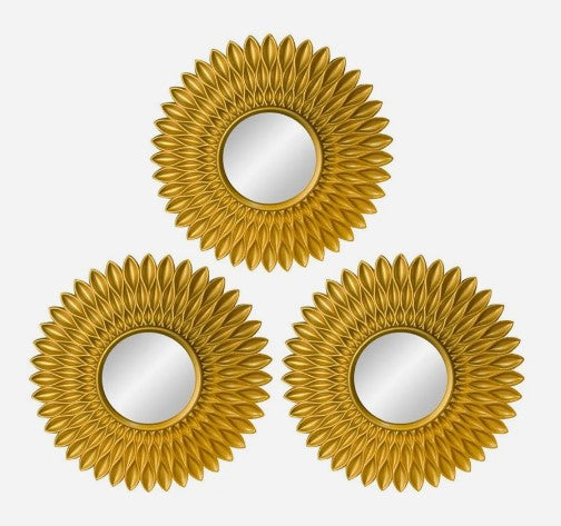 Gold Mirrors for Wall Decor Set of 3 Hanging Ornament Art Crafts Supplies for Home Bedroom Bathroom