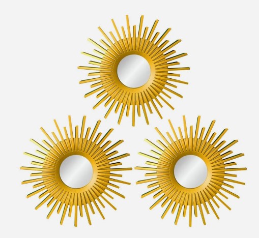 Gold Mirrors for Wall Decor Set of 3 Hanging Ornament Art Crafts Supplies for Home Bedroom Bathroom