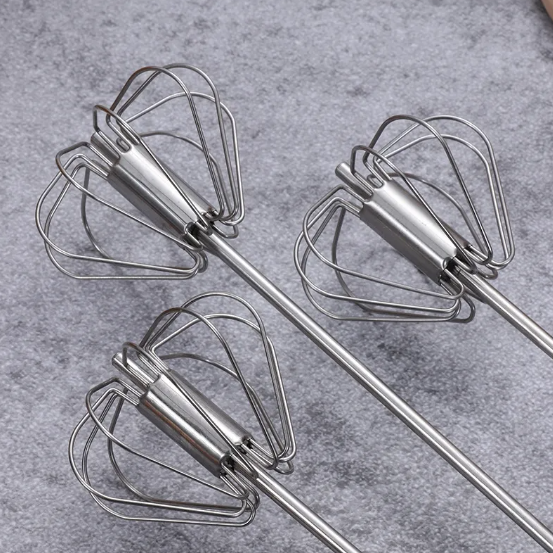 Hand Pressure Egg Beater Stainless Steel Kitchen Accessories Tools Self Turning Whisk Mixer